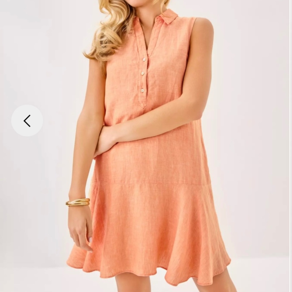 $120 Lilly Pulitzer Ellowyn Linen Dress. Size: XXL Color: Papaya - New